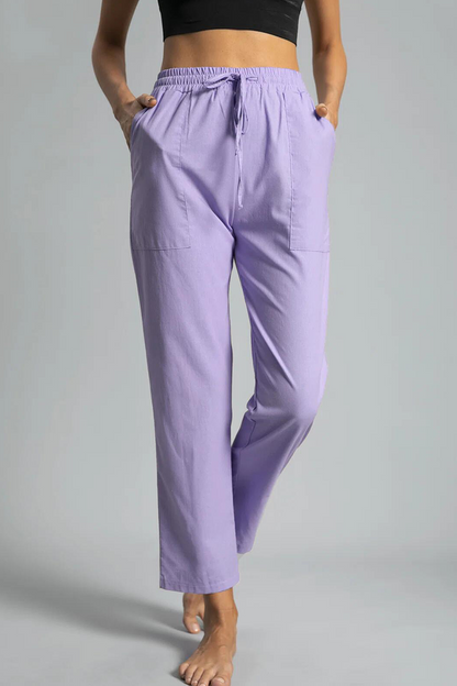 Pantalones casuales lisos con cordón ajustable, bolsillos rectos y estampados (5 colores)