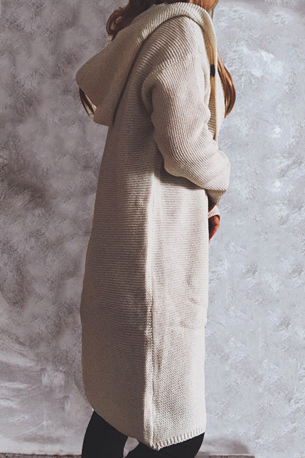 Casual Solid Buttons Basic Hooded Collar Outerwear Sweater(9 Colors)