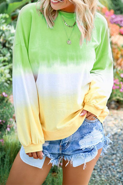 Casual Gradual Change Basic Contrast O Neck Tops£¨12 colors£©