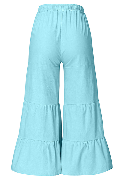 Pantalones casuales de pierna ancha y holgados con parches lisos y frenillo (4 colores)