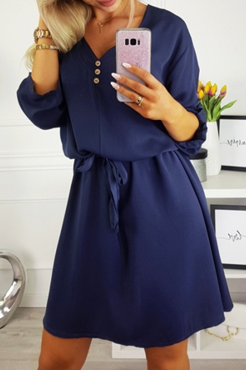 Vestidos casuales con cuello en V, botones y tirantes (3 colores)