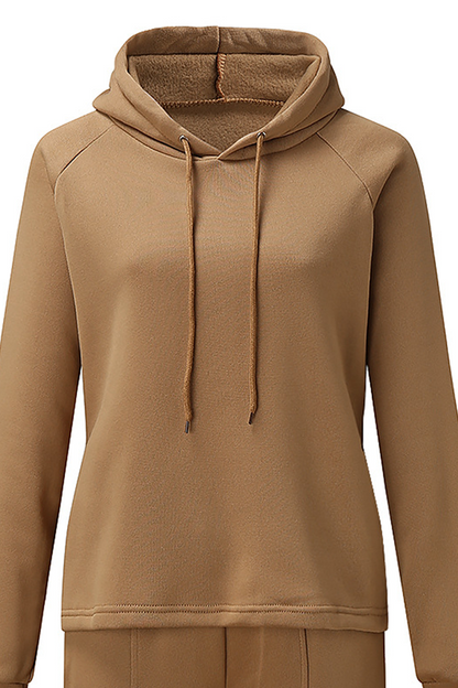 Street Sportswear Solid Patchwork Draw String Hooded Collar Long Sleeve Two Pieces(5 Colors)