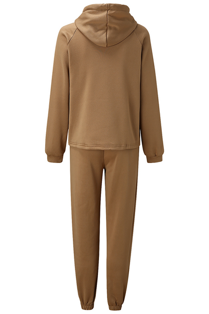 Street Sportswear Solid Patchwork Draw String Hooded Collar Long Sleeve Two Pieces(5 Colors)