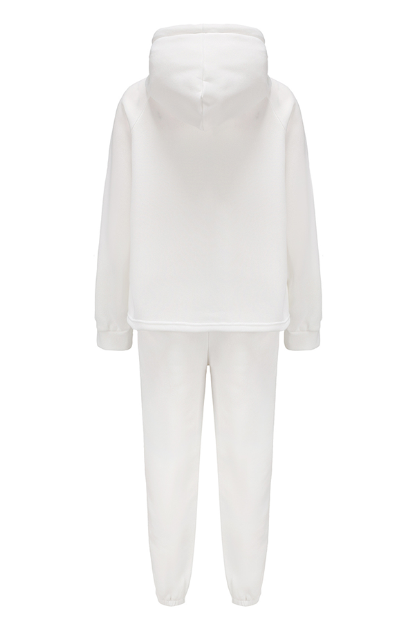 Street Sportswear Solid Patchwork Draw String Hooded Collar Long Sleeve Two Pieces(5 Colors)