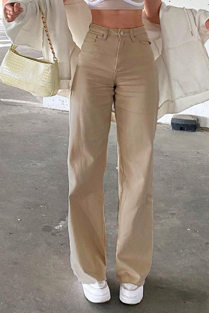 Pantalones casuales de corte acampanado lisos con altavoz (3 colores)