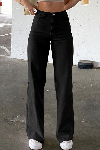 Pantalones casuales de corte acampanado lisos con altavoz (3 colores)