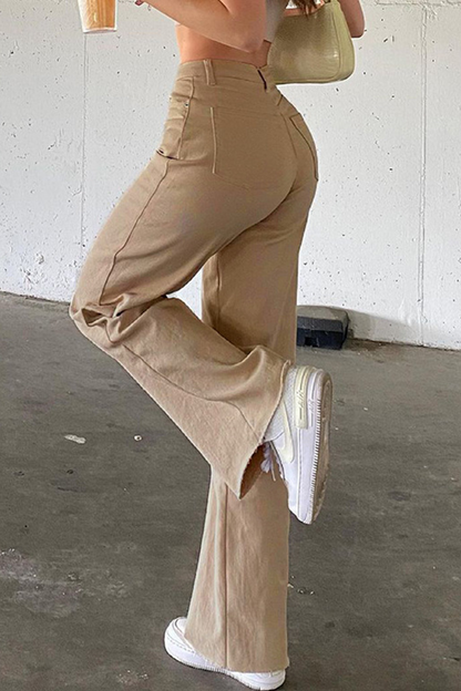 Pantalones casuales de corte acampanado lisos con altavoz (3 colores)