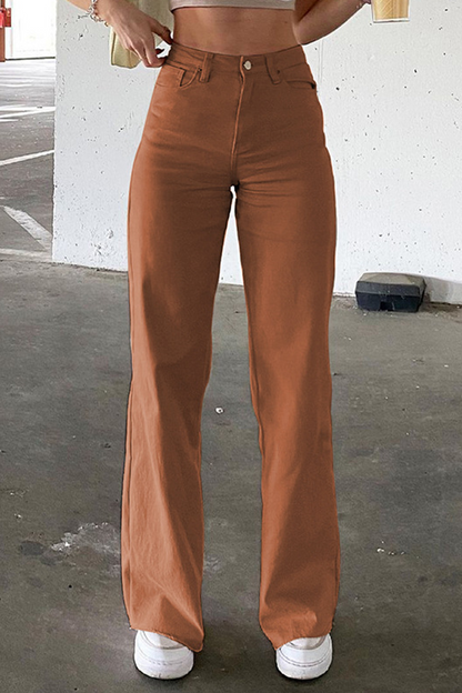 Pantalones casuales de corte acampanado lisos con altavoz (3 colores)