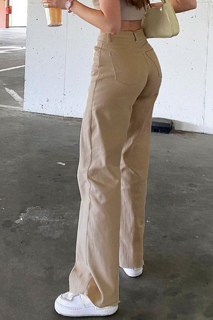 Pantalones casuales de corte acampanado lisos con altavoz (3 colores)