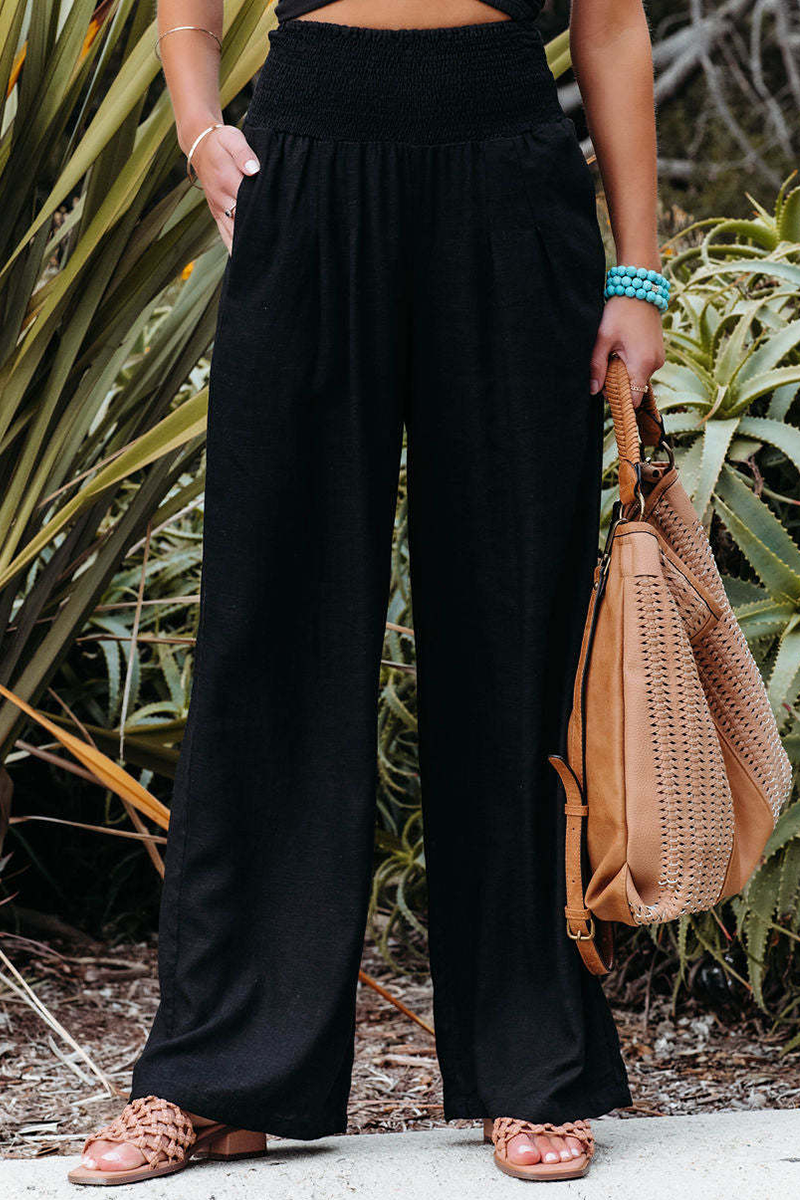 Pantalones casuales de talle alto rectos con parches lisos (8 colores)