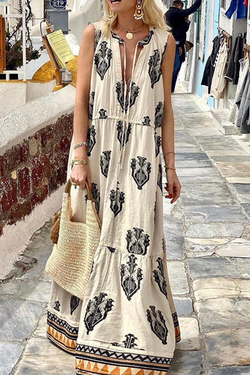 Vestidos con falda pastel y cuello en V con estampado de moda (3 colores)