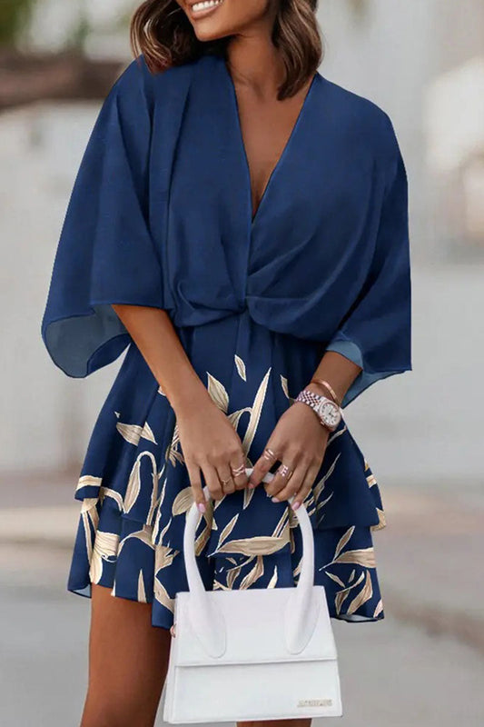 Vestidos casuales con cuello en V y estampado de patchwork (5 colores)