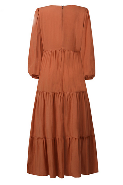 Vestidos casuales de falda pastel con cuello en U y volantes lisos (3 colores)