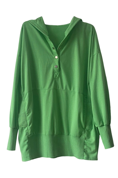 Sudadera con capucha y cuello con hebilla y bolsillo liso informal (9 colores)