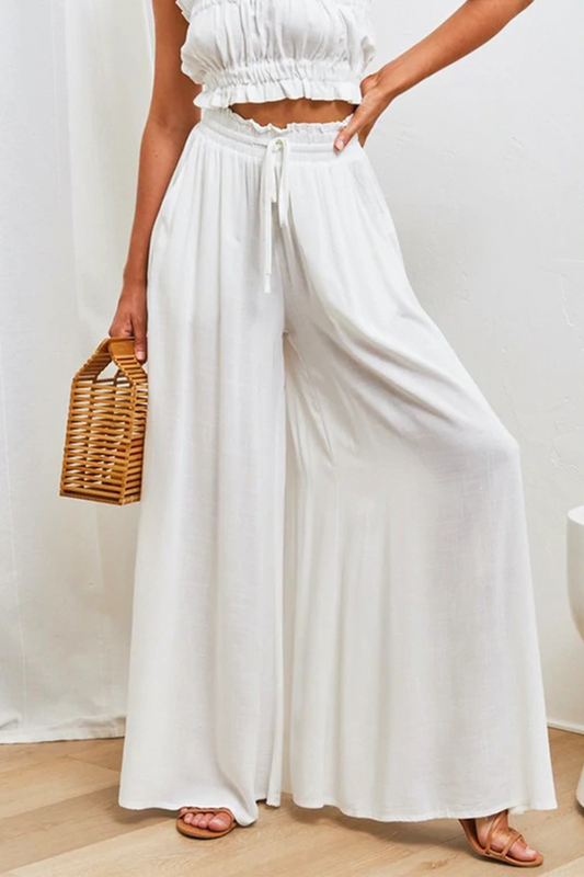 Pantalones casuales de retazos sólidos, sueltos, de cintura alta, con pierna ancha, de color liso (5 colores)