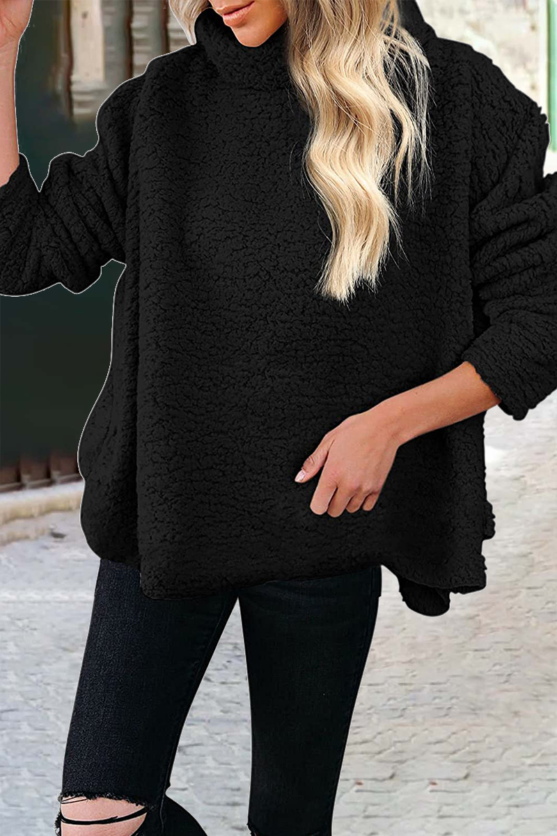 Casual Solid Patchwork Turtleneck Sweats(6 Colors)