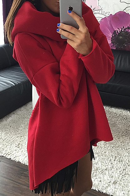 Casual Solid Patchwork Turtleneck Hoodies(3 Colors)