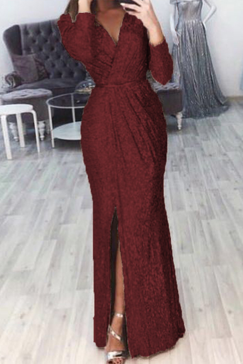 Vestidos casuales de corte sirena con cuello en V y patchwork (7 colores)