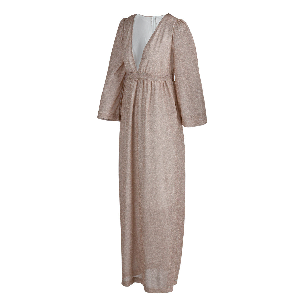 Vestido de noche elegante de moda con cuello en V y pliegues de patchwork liso (4 colores)