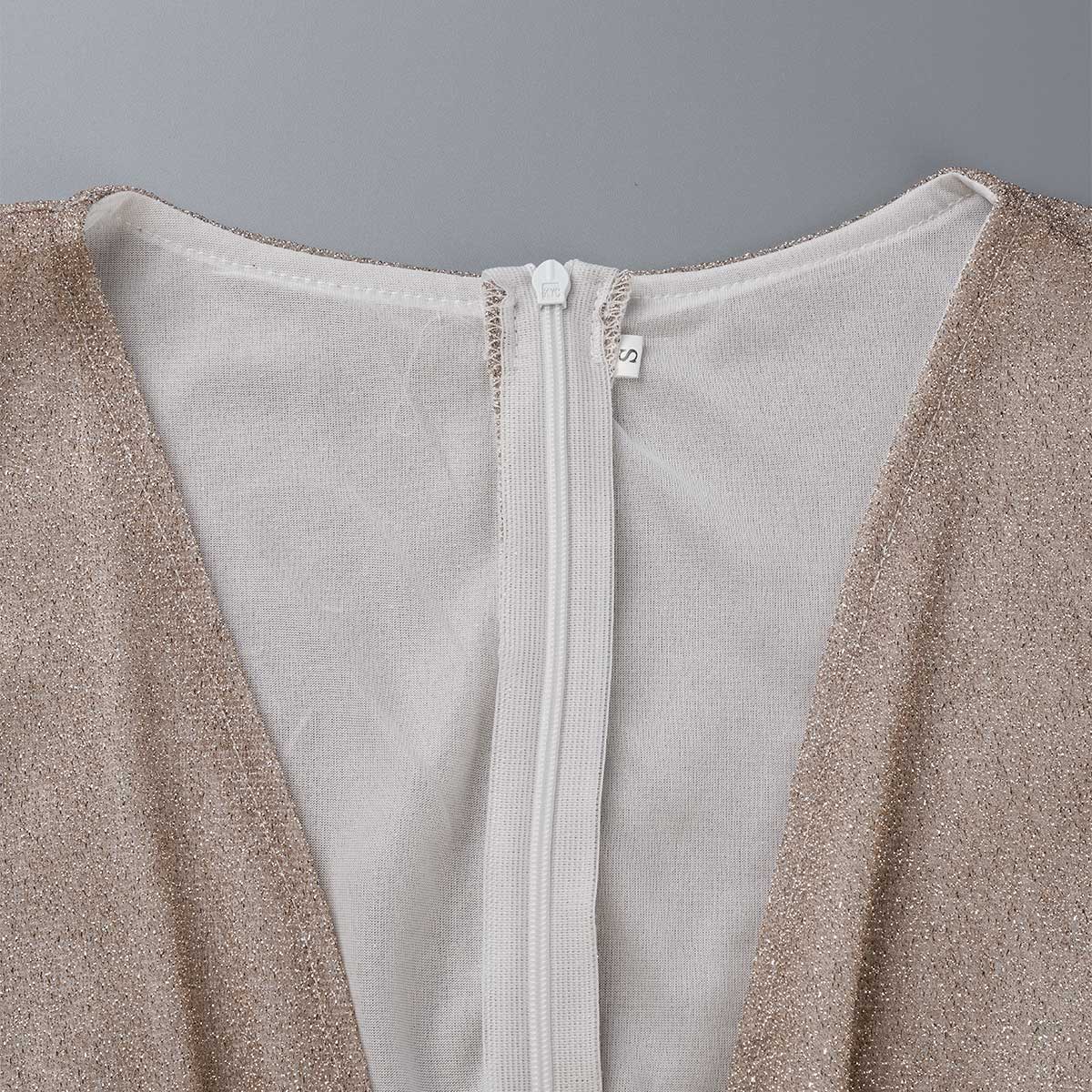 Vestido de noche elegante de moda con cuello en V y pliegues de patchwork liso (4 colores)