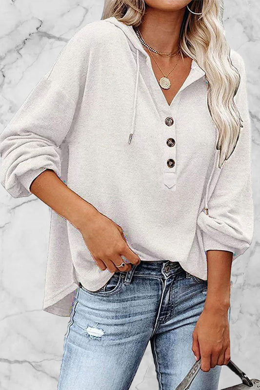 Casual Solid Frenulum V Neck Hoodies(11 Colors)