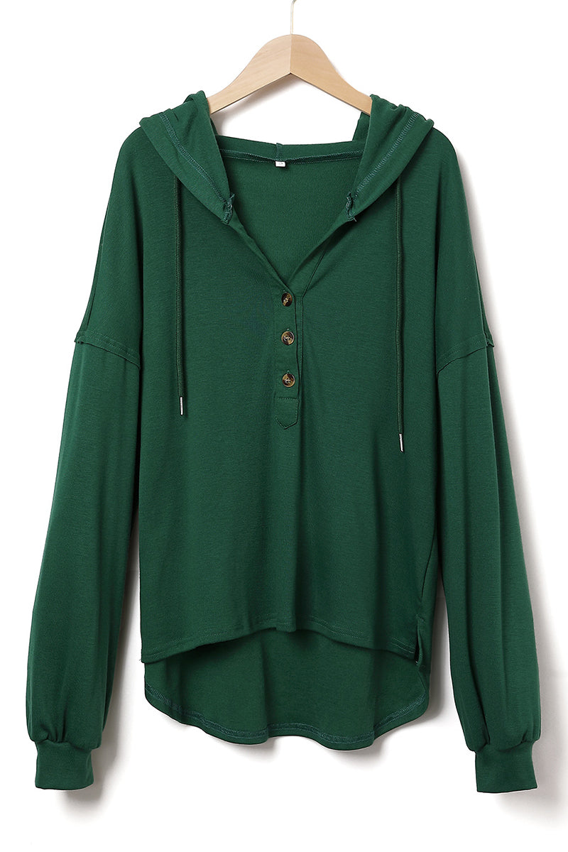 Sudadera informal con cuello en V y frenillo liso (8 colores)