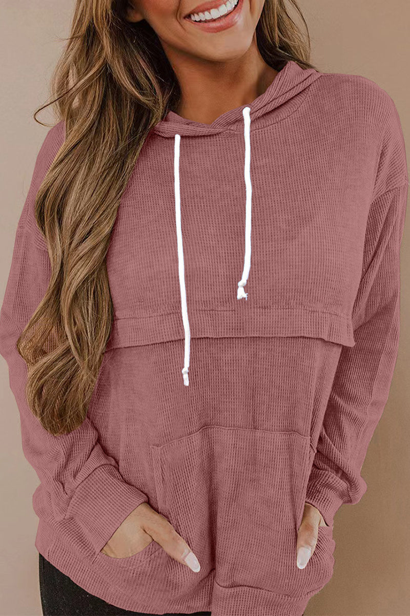 Casual Solid Color O Neck Hoodies(4 Colors)