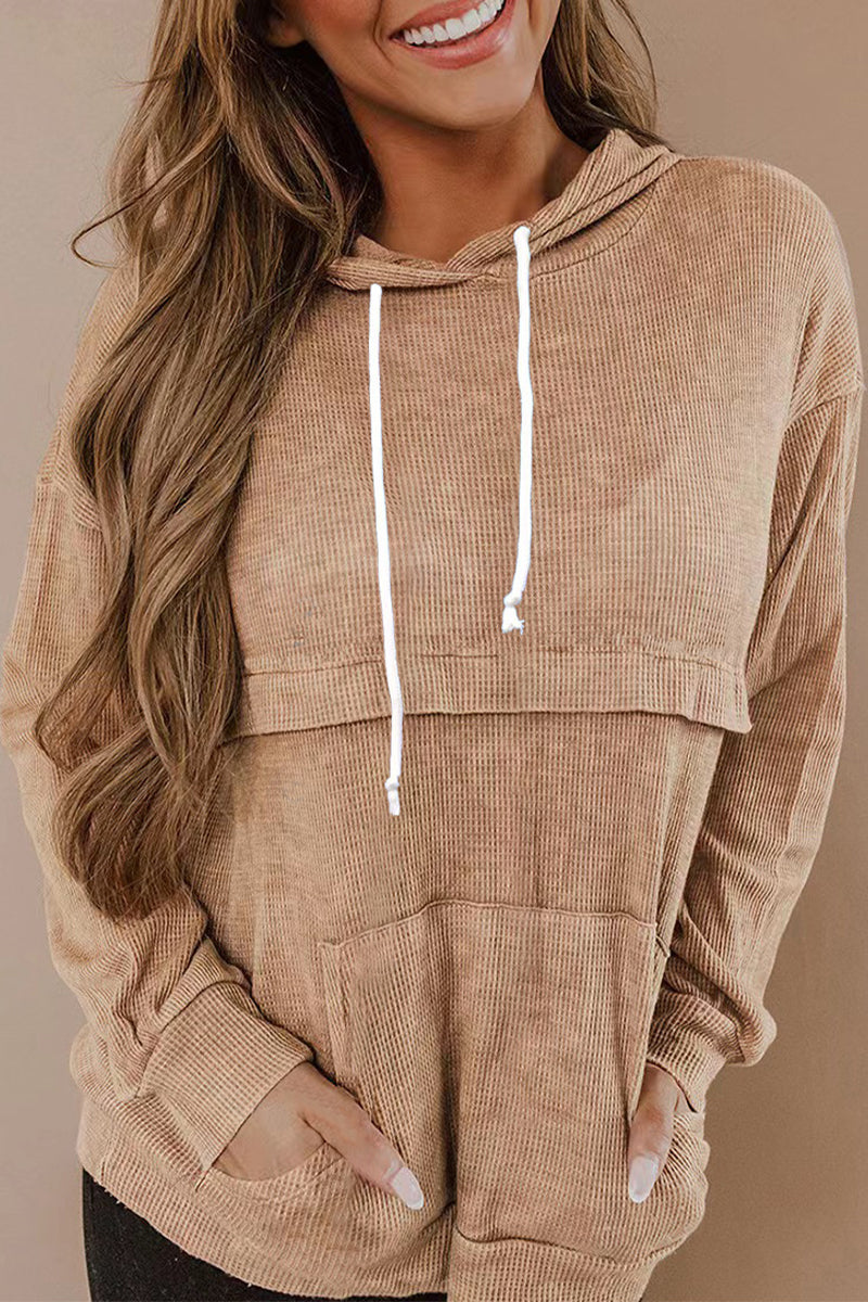 Casual Solid Color O Neck Hoodies(4 Colors)