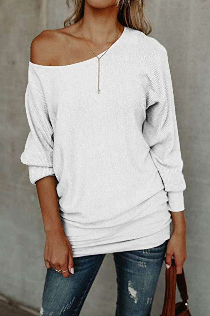 Casual Solid Color Off the Shoulder Tops(5 Colors)