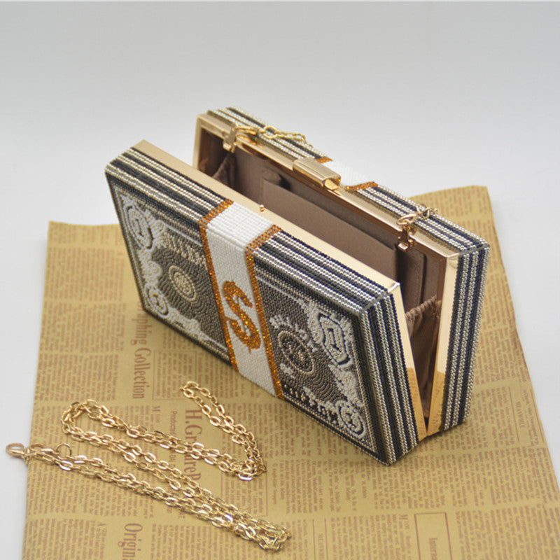 Bolsos casuales de fiesta con cadenas de patchwork y diamantes de imitación