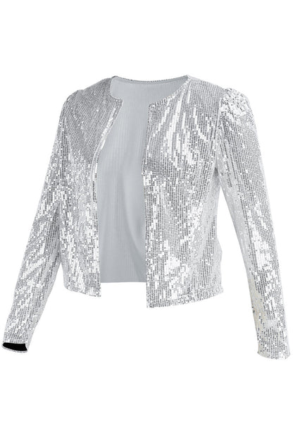 Prendas de abrigo de cuello redondo con lentejuelas y patchwork de moda (5 colores)