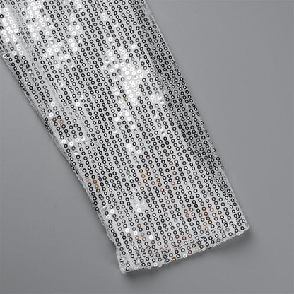 Prendas de abrigo de cuello redondo con lentejuelas y patchwork de moda (5 colores)