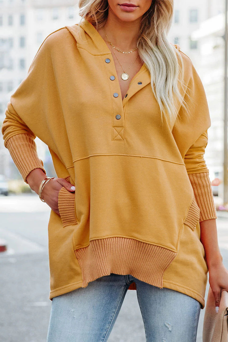 Sudadera con capucha y cuello con hebilla y bolsillo liso informal (9 colores)