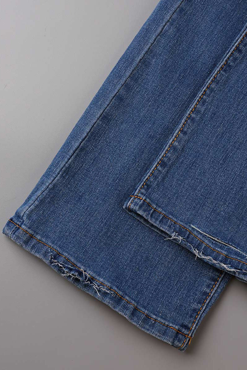 Vaqueros rectos rotos con parches casuales de calle (3 colores)