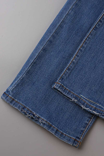 Vaqueros rectos rotos con parches casuales de calle (3 colores)