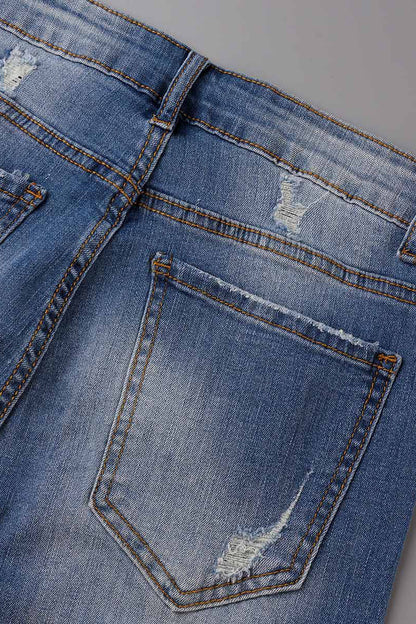 Vaqueros rectos rotos con parches casuales de calle (3 colores)