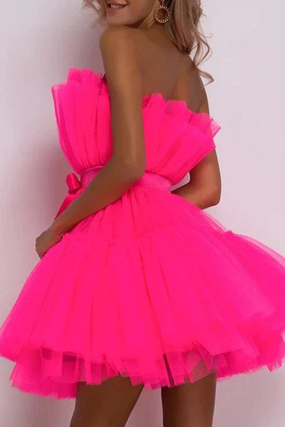 Vestidos de princesa sexys, elegantes y lisos con parches, sin tirantes (5 colores)