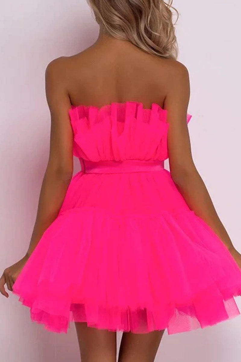 Vestidos de princesa sexys, elegantes y lisos con parches, sin tirantes (5 colores)