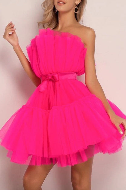 Vestidos de princesa sexys, elegantes y lisos con parches, sin tirantes (5 colores)