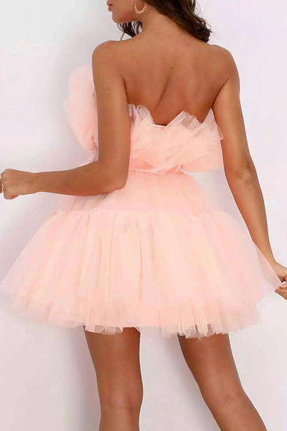 Vestidos de princesa sexys, elegantes y lisos con parches, sin tirantes (5 colores)