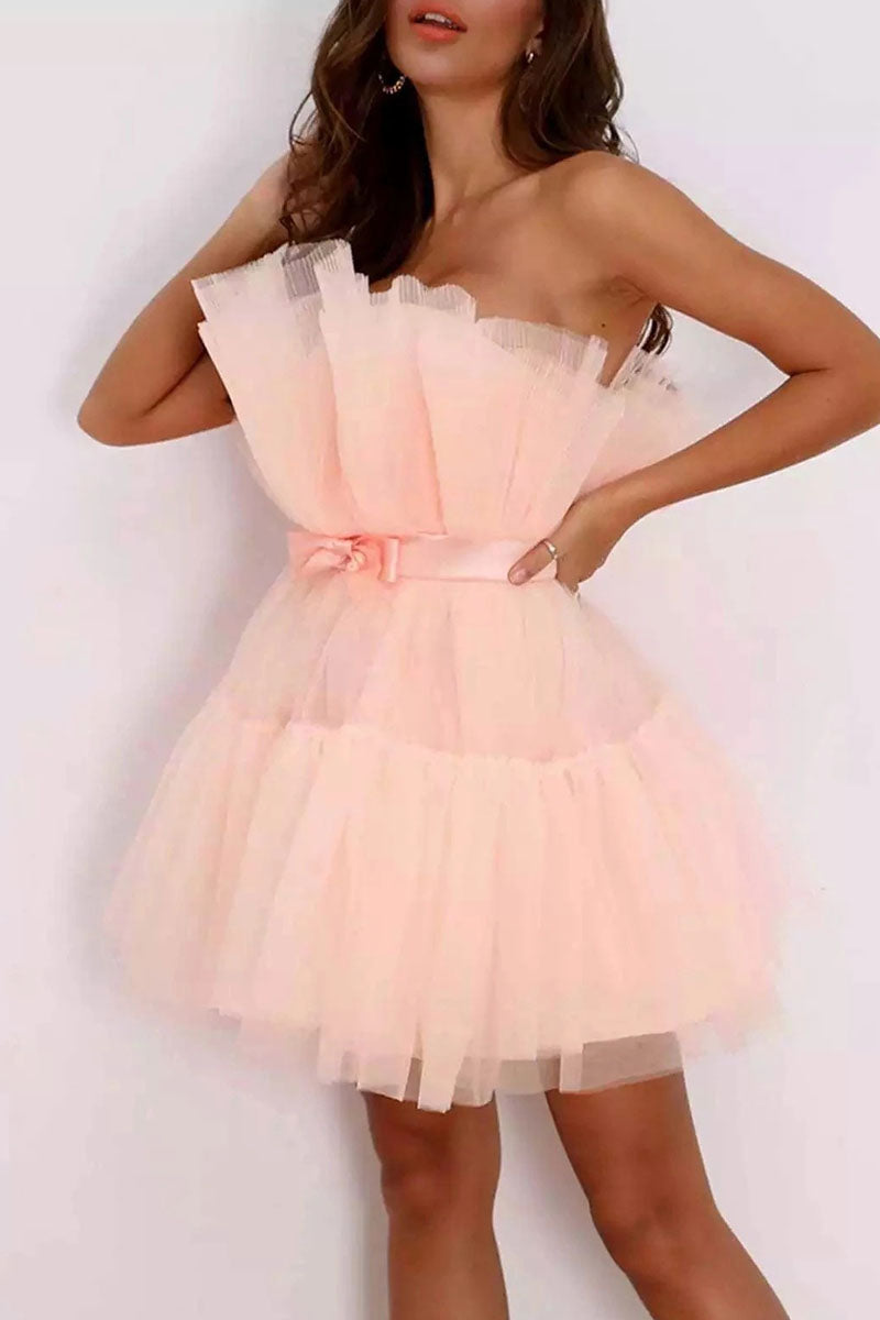 Vestidos de princesa sexys, elegantes y lisos con parches, sin tirantes (5 colores)