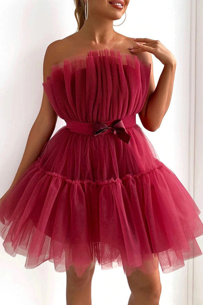 Vestidos de princesa sexys, elegantes y lisos con parches, sin tirantes (5 colores)