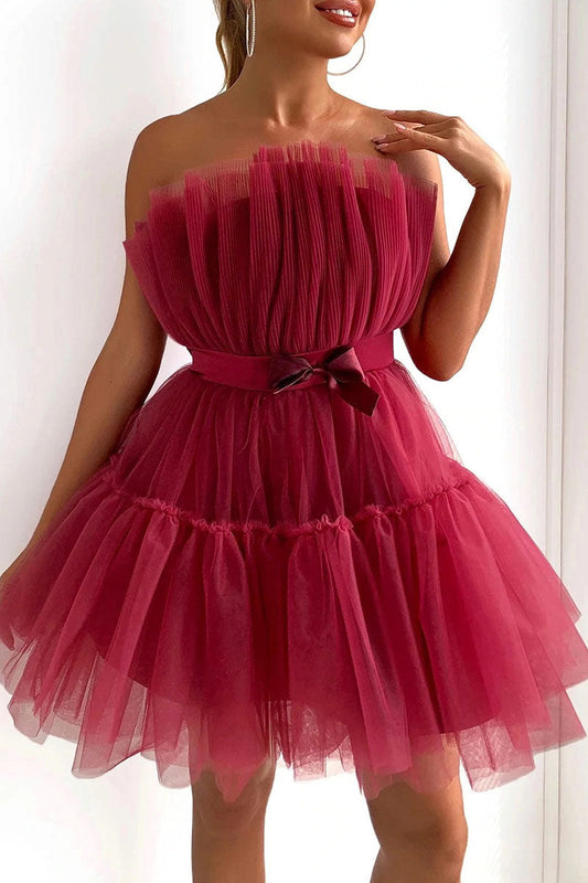 Vestidos de princesa sexys, elegantes y lisos con parches, sin tirantes (5 colores)