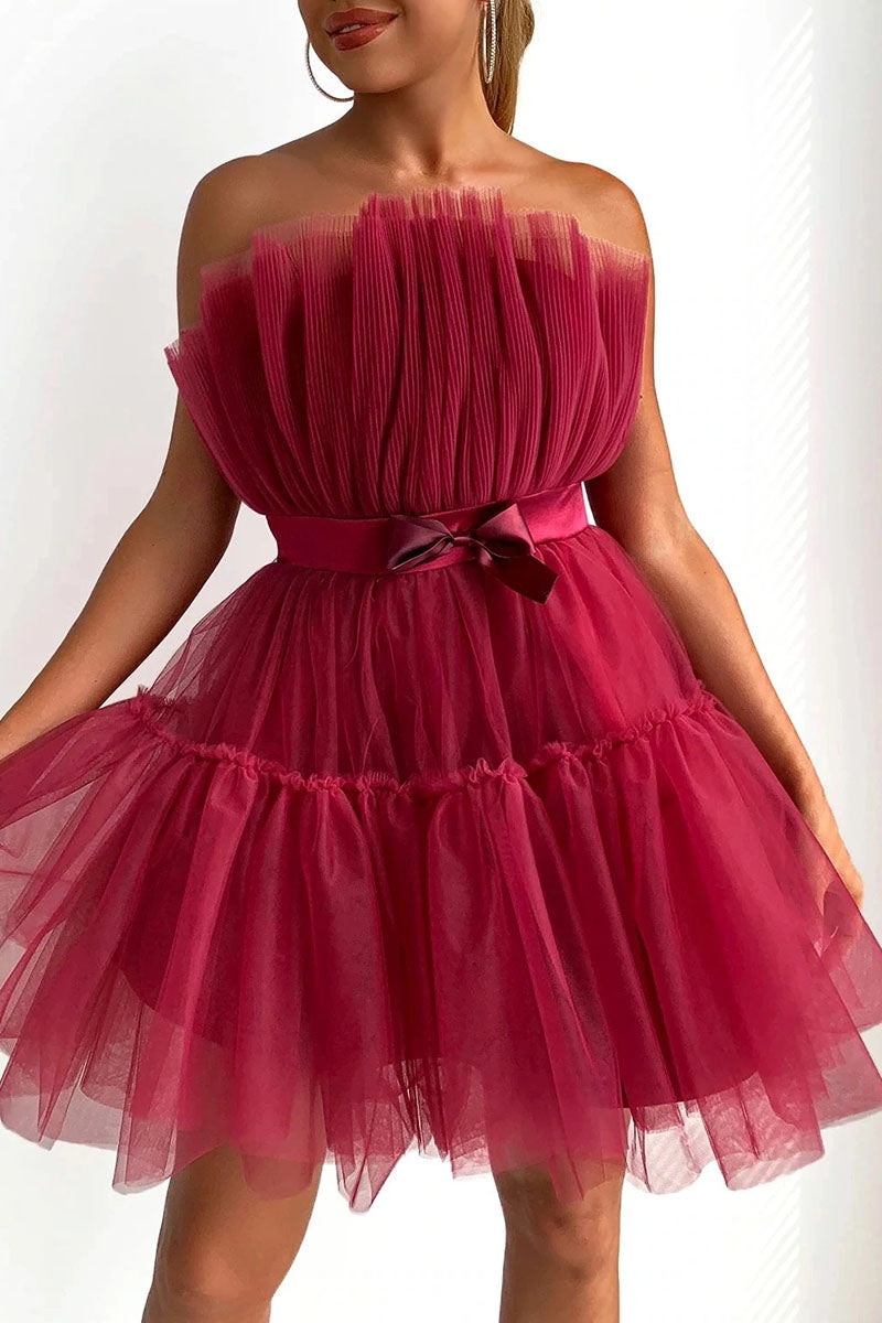 Vestidos de princesa sexys, elegantes y lisos con parches, sin tirantes (5 colores)