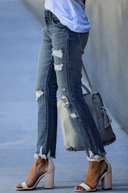 Vaqueros ajustados de cintura alta con parches lisos de estilo urbano (3 colores)