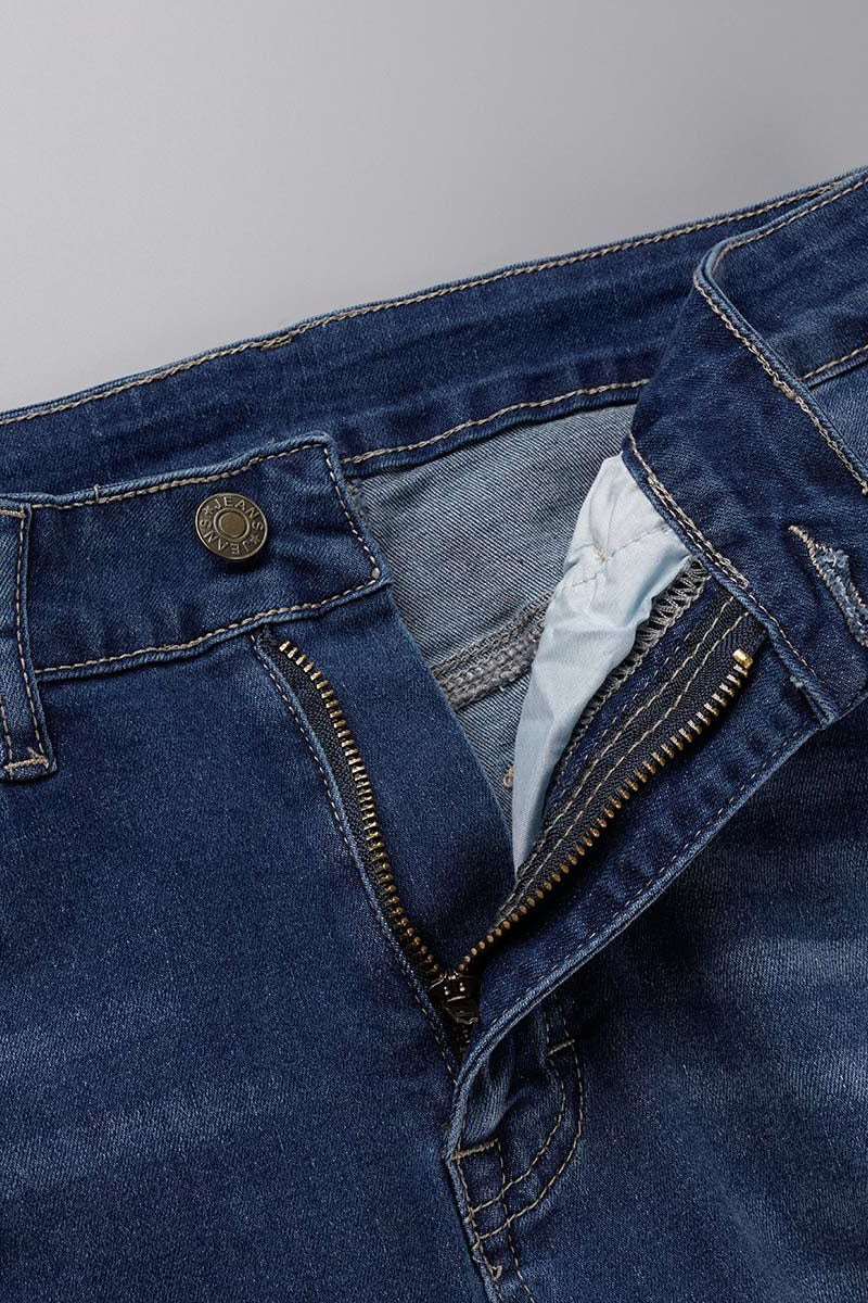 Vaqueros ajustados de cintura alta con parches lisos de estilo urbano (3 colores)