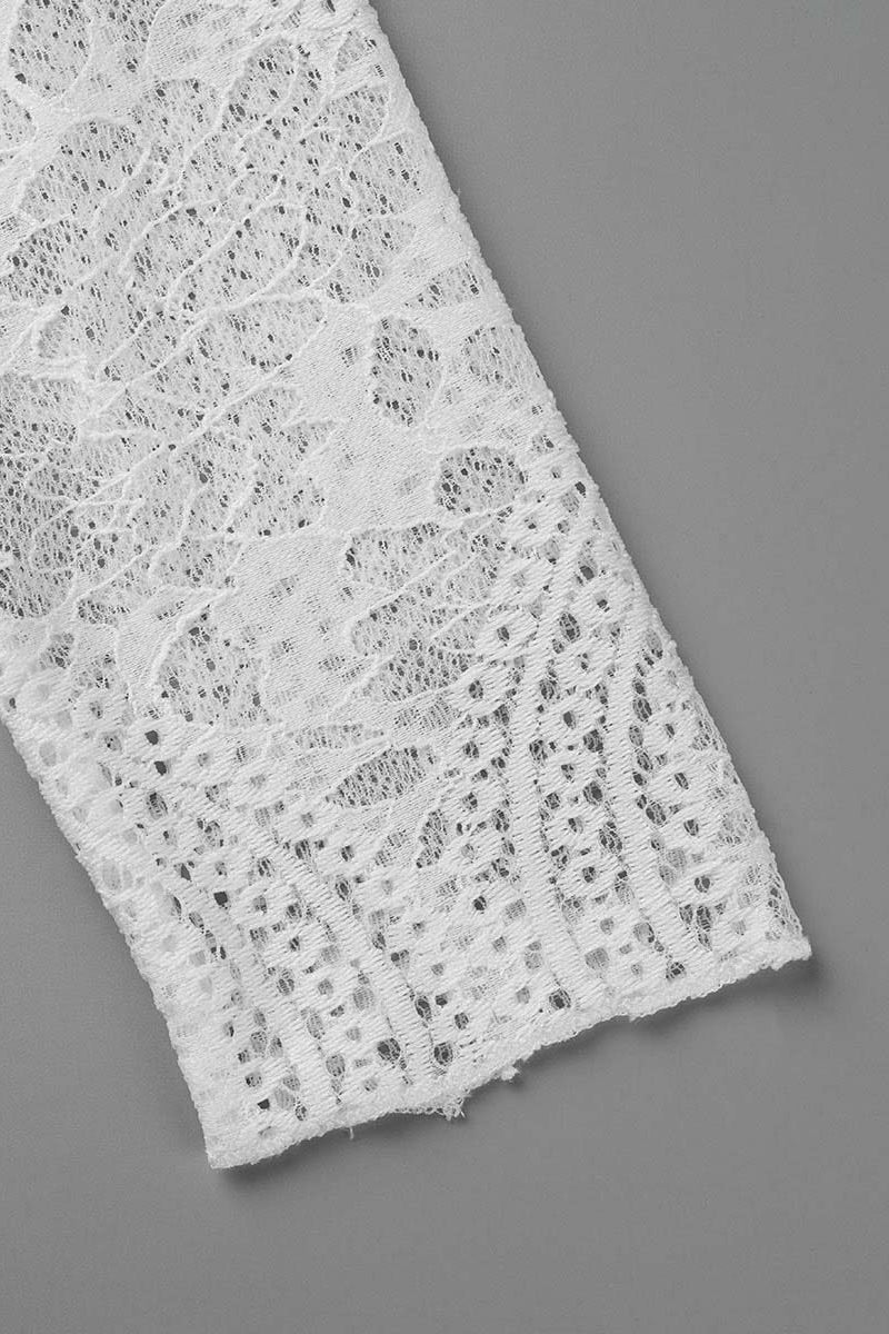 Vestidos dulces de encaje liso con espalda descubierta y cuello redondo