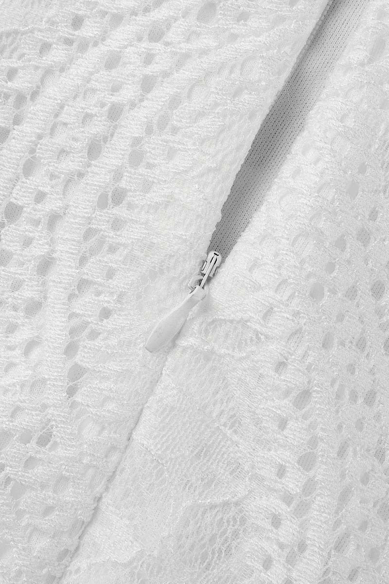 Vestidos dulces de encaje liso con espalda descubierta y cuello redondo