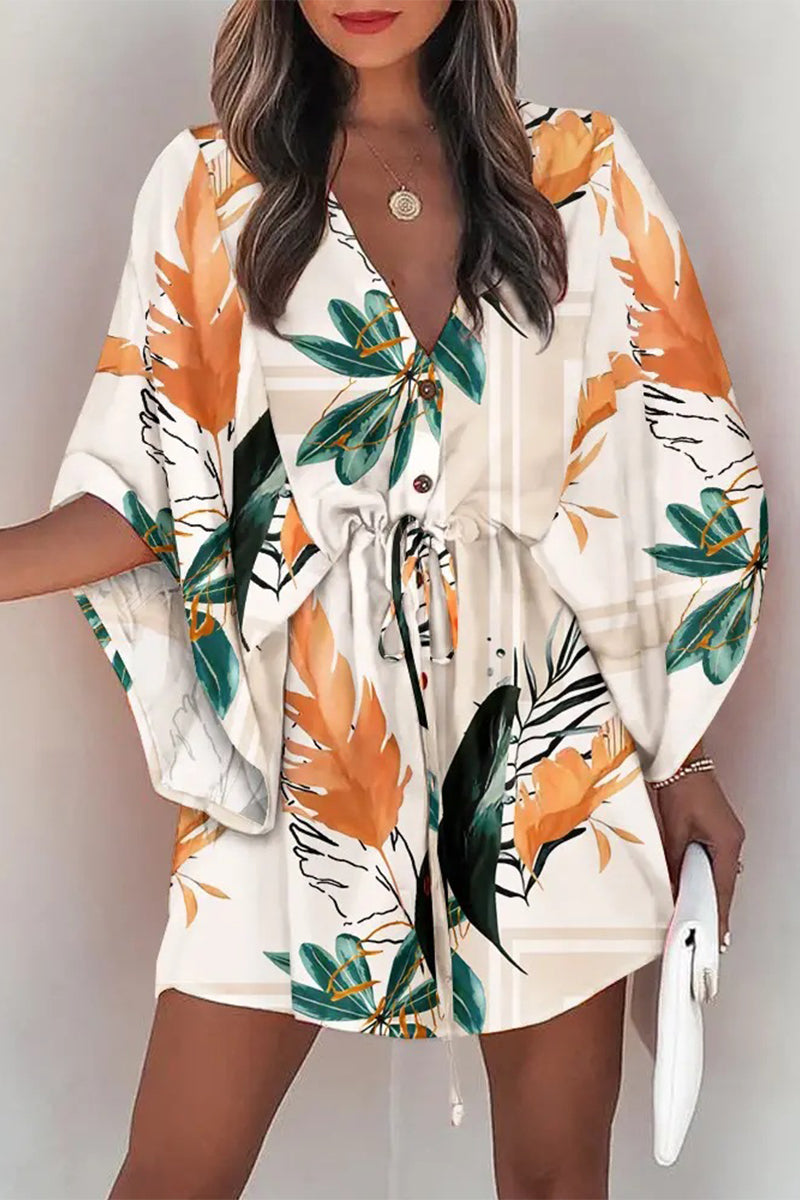 Vestidos casuales de moda con cuello en V y estampado de patchwork (4 colores)