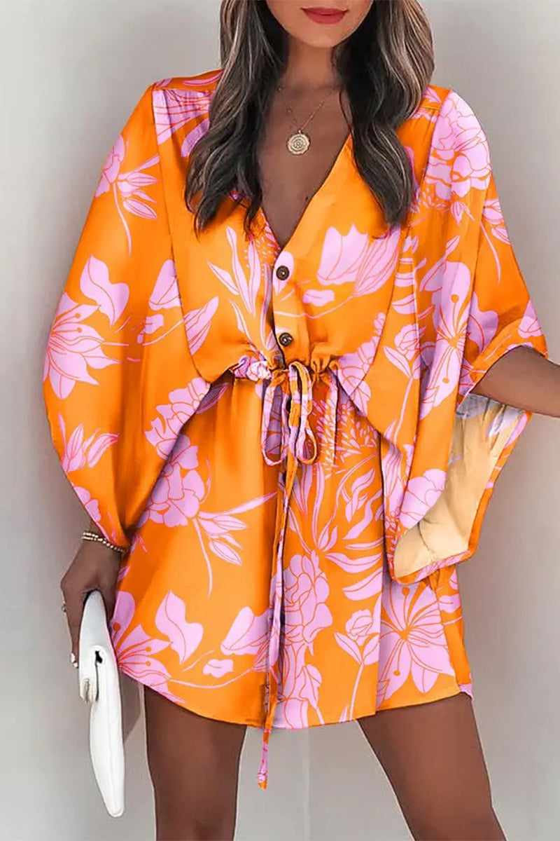 Vestidos casuales de moda con cuello en V y estampado de patchwork (12 colores)